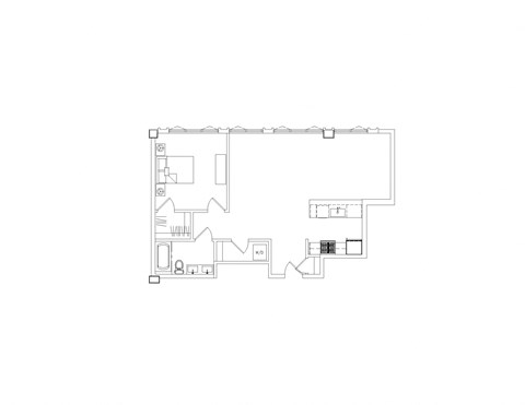 Floor plan for 1 bed, 1 bath, 716 sqft